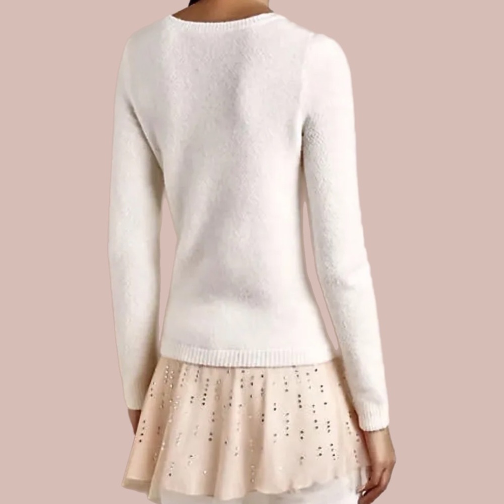 Knitted & Knotted Anthropologie Ballerina Wool Alpaca Ivory Pink Sweater Small - Picture 6 of 13